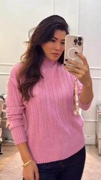 Blusa Cacharrel Tricot Maddie Detalhes Trançados E Ondulações