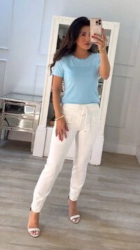 Blusa Malha Parte Superior Canelada Kayla Gola Detalhada