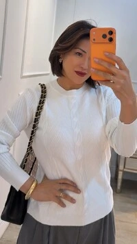 Blusa Tricot Texturas Na Diagonal Alana Trançados Triplos