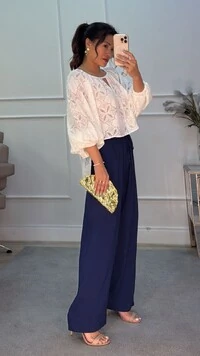 Calça Pantalona Rayssa Viscose Com Elástico Na Pala