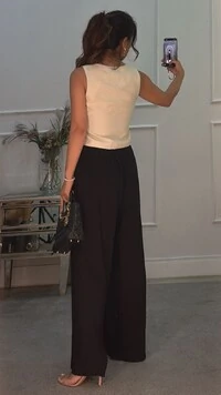 Calça Pantalona Rayssa Viscose Com Elástico Na Pala