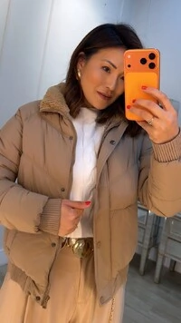 Casaco Bomber Nylon Megan Gola Alta Forro Ovelhinha