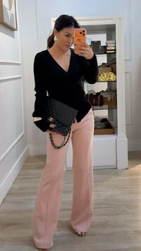 Blusa Tricot Modal Decote V Transpassado Flavia Barrado Assimétrico