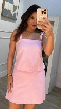 Blusa Regata Alças Duplas Corda Detalhado Caroline Fendas Laterais