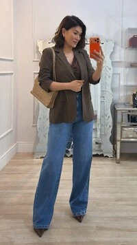 Maxi Blazer Cinthia Bolsos Fake Com Lapela