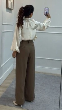 Calça Pantalona Brenda Cinto Faixa Fivela Dupla Dourada