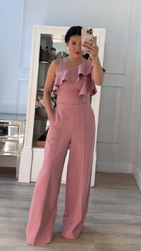 Conjunto Marisa Alfaiataria Blusa Cropped Manga Babados & Calça Pantalona