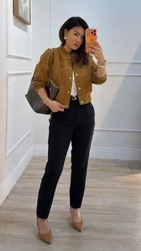 Jaqueta Casaco Bomber Suede Bianca Com Botões De Pressão