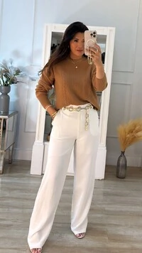 Blusa Tricot Trançados Frontais Jade Fendas Laterais Barrado Posterior Maior
