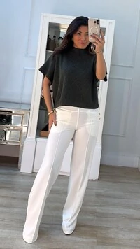 Blusa Ampla Tricot Priscila Gola Alta Canelada