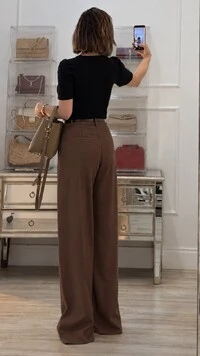 Calça Pantalona Alfaiataria Nancy Pala Transpassada