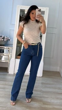 Blusa Tricot Com Entremeios Gola Alta Sandy Punhos E Barrado Ondulados