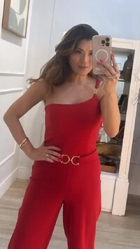 Macacão Longo Pantalona Alça Única Lady Cinto Fixo Fivela Dourada