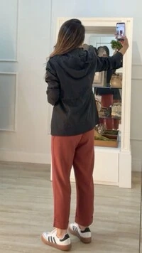 Parka Com Puxadores Reguláveis Na Cintura Luna Botões Dourados