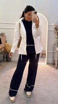 Conjunto Tricot Vilma Blusa & Calça Pantalona Com Listra Dupla