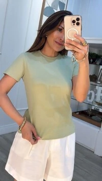 Blusa De Malha Bruna Mangas Curtas
