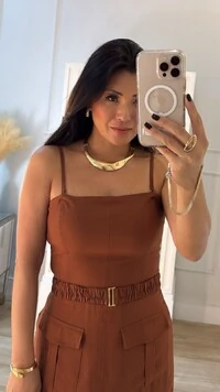 Vestido Midi Alças Finas Opcionais Britney Cinto Franzido