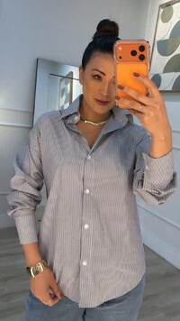 Camisa Listrada Diana Mangas Longas