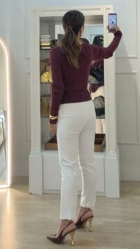 Blusa Tricot Modal Decote V Transpassado Flavia Barrado Assimétrico