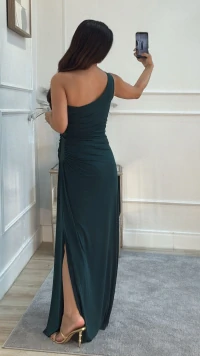 Vestido Longo Drapeado Cris Ombro Único