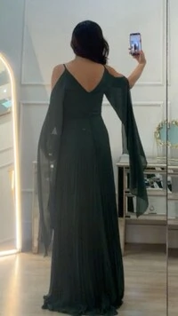 Vestido Longo Manga Echarpe Bruna Com Cinto Faixa