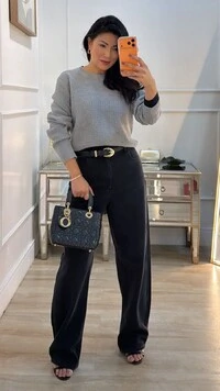 Blusa tricot Texturizada Suely Punhos E Barrado Largos Canelados