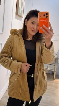 Parka Casaco Dupla Face Eduarda Capuz Removível Com Pelinho