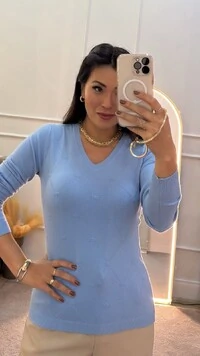 Blusa Tricot Piettra Losangos Com Detalhes De Nervuras