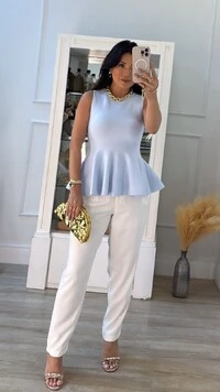 Blusa Regata Alongada Tricot Peplum Jamile