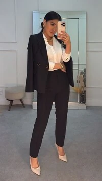 Blazer Alfaiataria Botões Duplos Forrados Com Detalhe Dourado