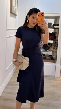 Vestido Midi Malha Aysha Cinto Faixa Fixo Com Amarração