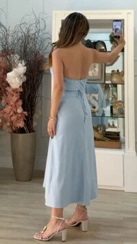 Vestido Midi Frente Única Agatha Bolsos Frontais