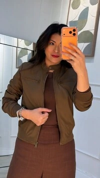 Jaqueta Casaco Corta Vento Catarina Bolsos Horizontais Com Zíper