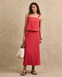 Blusa Regata Alças Duplas Corda Detalhado Caroline Fendas Laterais