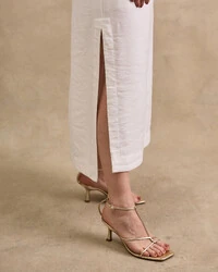 Vestido Longo Cavada Megan Fendas Laterais