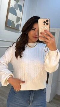 Blusa Tricot Trançados Pela Peça Briana Mangas Bufantes