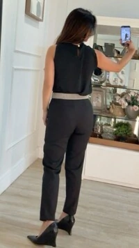 Calça Alfaiataria Melody Com Detalhe De Tweed Na Pala