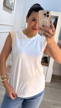 Blusa Regata Denise Punhos Bicolor