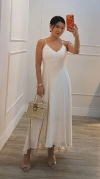 Vestido Midi Texturizado Assimétrico Mia Transpasse Com Amarração Posterior