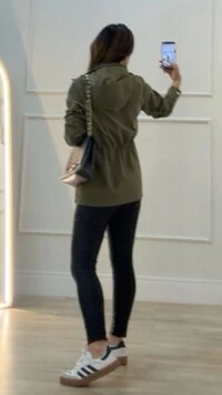 Parka Casaco Aveludado Marie Capuz Removível