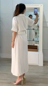 PRÉ-VENDA ENVIO ESTIMADO 25/11 Vestido Chemise Midi Com Cinto Faixa Marie