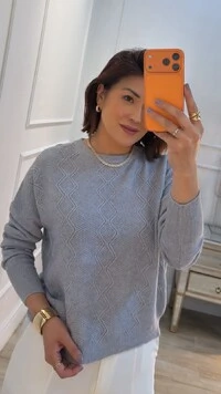 Blusa Tricot Texturizada Fernanda Nervuras Em Zigue E Zague