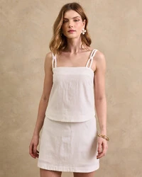 Blusa Regata Alças Duplas Corda Detalhado Caroline Fendas Laterais