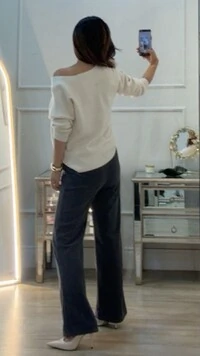 Calça Pantalona Texturizada Vilma Com Amarração Em Cordão