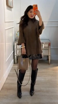 Poncho Tricot Gola Alta Maite Mangas Bufantes