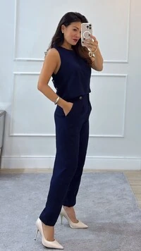 Blusa Regata Iris Botões Amadeirados Posteriores