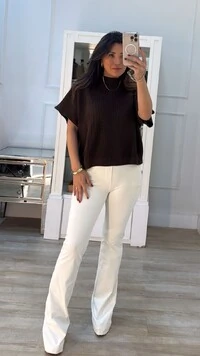 Blusa Ampla Tricot Priscila Gola Alta Canelada