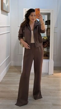 Conjunto Moletom Blusa E Calça Jamile Botões Laterais