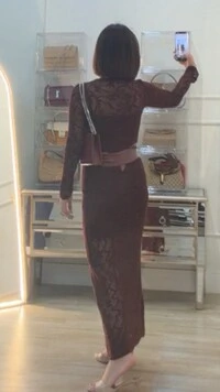 Vestido Longo Tricot Vazado Maya Mangas Longas