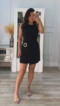 Vestido Curto Anastacia Saia Transpassada Com Fivela